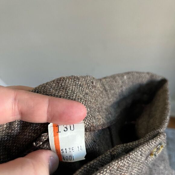 Vintage 70s Wool Tweed Skirt Brown Size M High Waist Midi Fall Academia - Picture 8 of 11